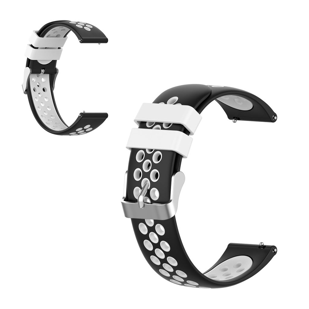 22 mm Cinturino universale in silicone a doppio colore + loop - Nero / Bianco