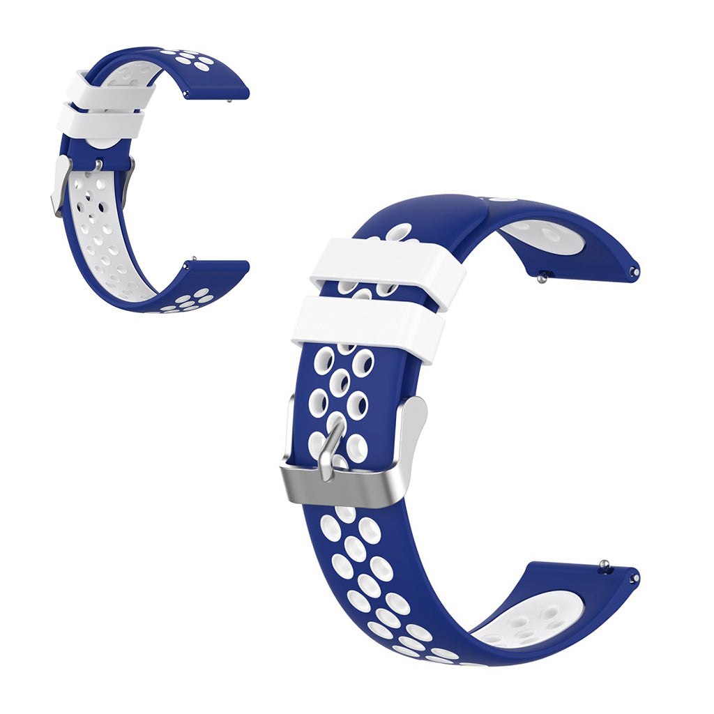 22 mm Cinturino universale in silicone a doppio colore + passante - Blu / Bianco