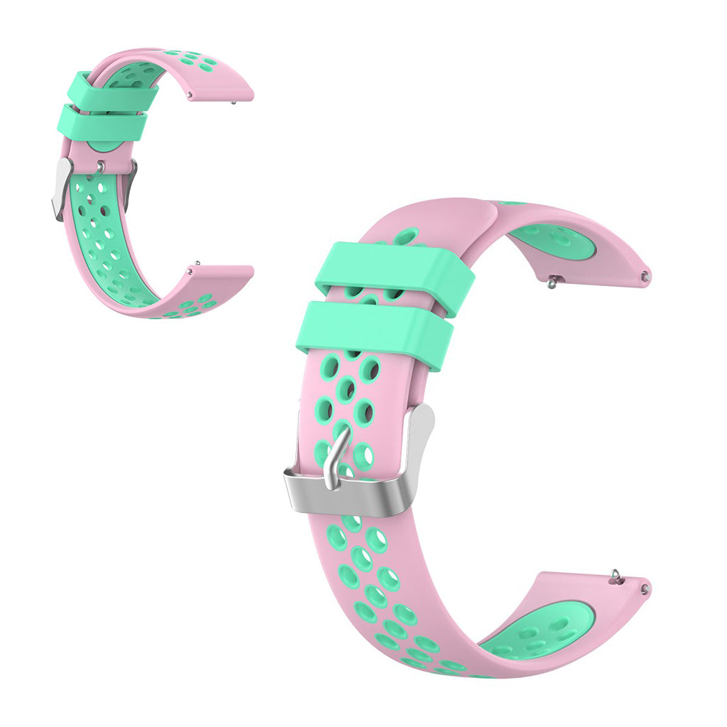Cinturino in silicone universale a doppio colore + loop da 22 mm - Rosa / Ciano