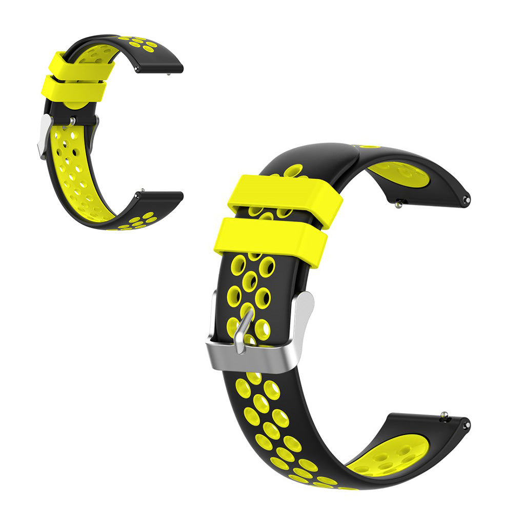 22 mm Cinturino universale in silicone a doppio colore + loop - Nero / Giallo