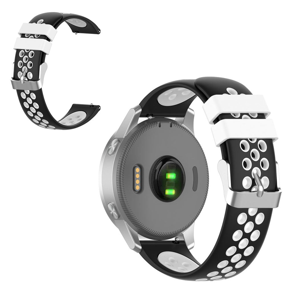 Cinturino in silicone da 18 mm Garmin Vivoactive 4S / Vivomove 3S a doppio colore - Nero / Bianco