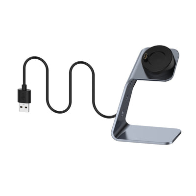 Garmin Venu 3 / Venu 3S / Vivoactiv 5 Watch Charger Stand Aluminium Alloy Charging Dock with Data Function - Right Port - Left Port / Grey
