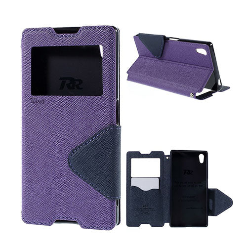 ROAR KOREA Custodia in pelle per Sony Xperia Z5 con finestra - Viola