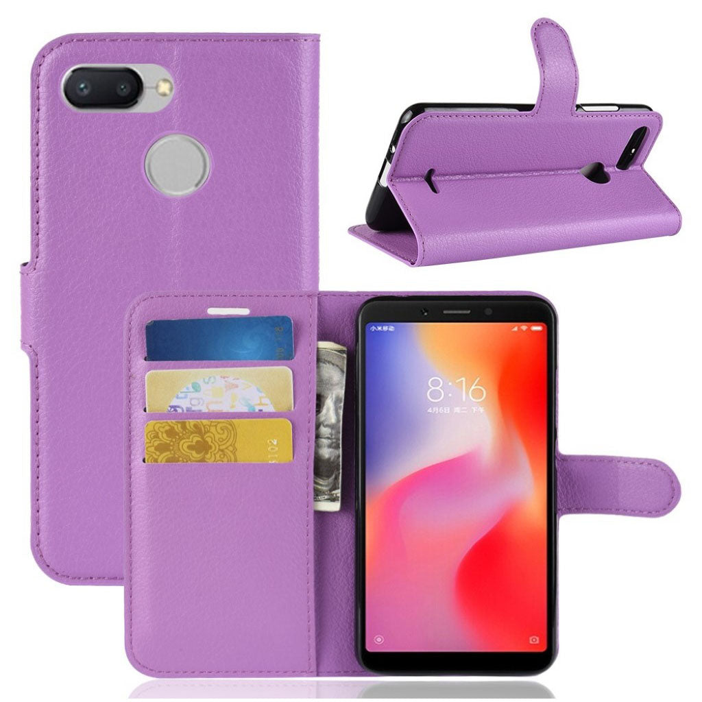 Xiaomi Redmi 6 custodia flip in pelle litchi - Viola