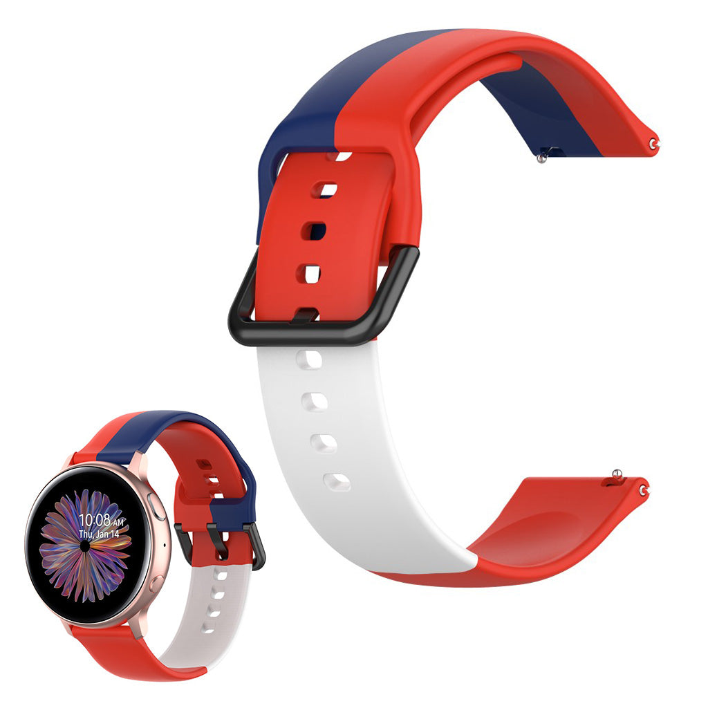 Universal triple color silicone watch band - Red / Blue / White