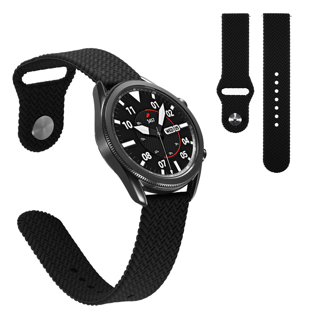 20mm Universal woven design silicone watch band - Black