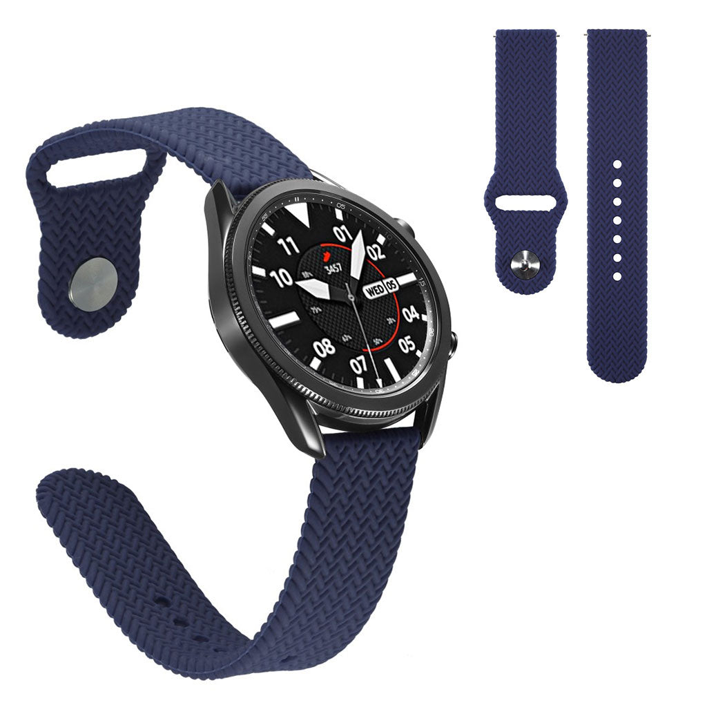20mm Universal woven design silicone watch band - Dark Blue
