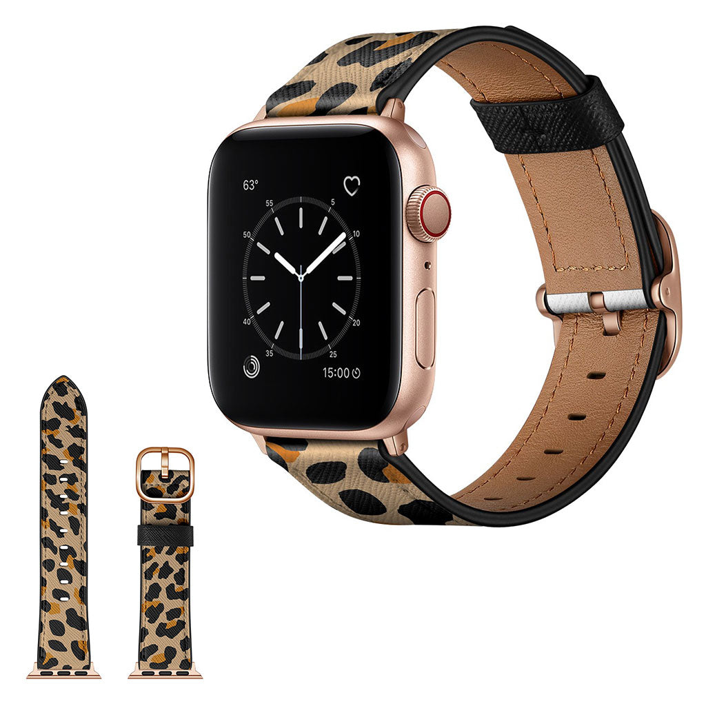 Apple Watch Series 6 / 5 44 mm cinturino in pelle alla moda - Stampa Leopardo Giallo