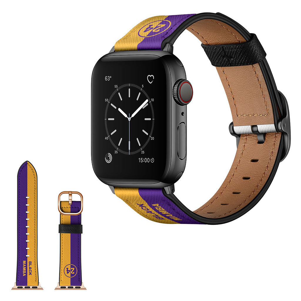 Apple Watch Series 6 / 5 44 mm cinturino in pelle alla moda - Strisce Gialle E Viola