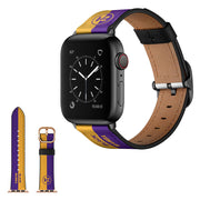 Apple Watch Series 6 / 5 44 mm cinturino in pelle alla moda - Strisce Gialle E Viola