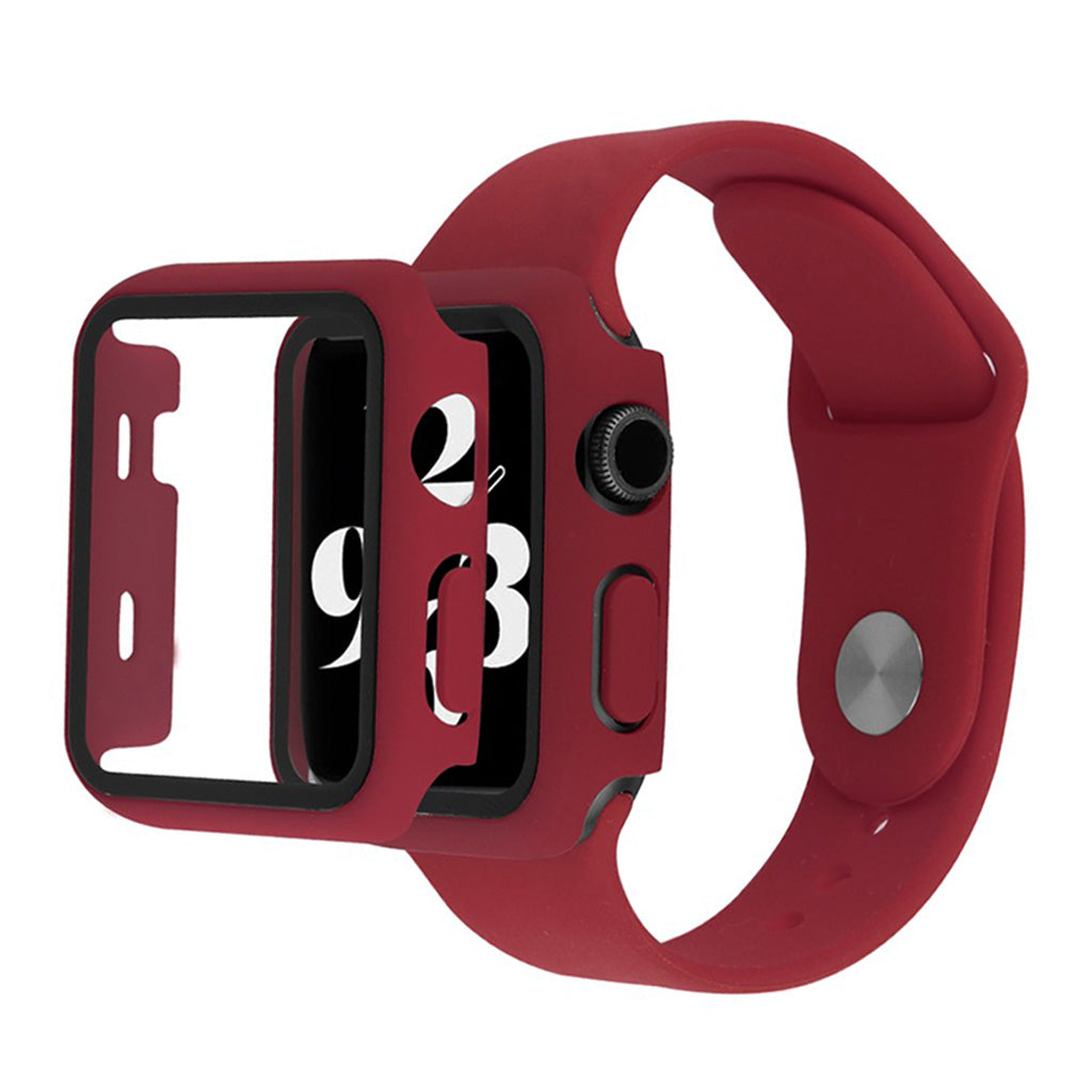 Apple Watch Series 6 / 5 cover da 40 mm con vetro temperato + cinturino - Wine Red