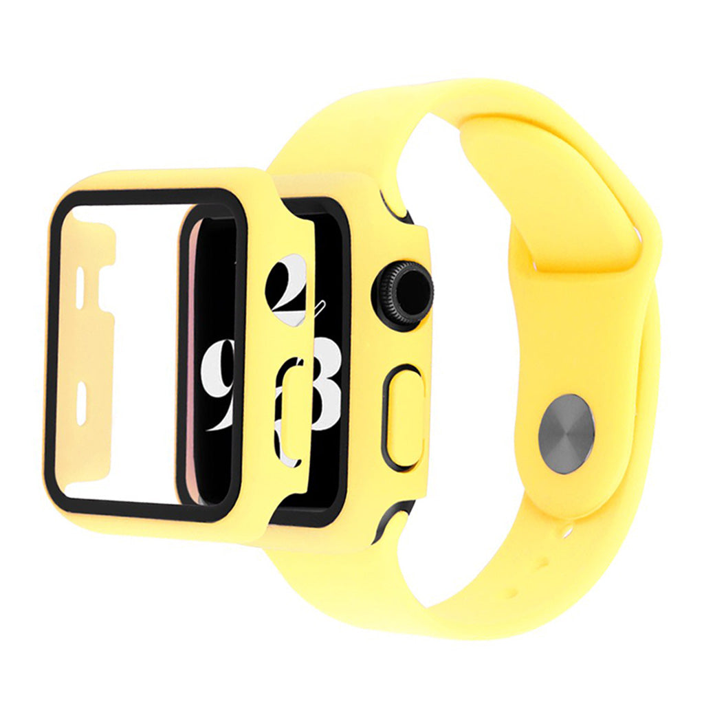 Apple Watch Series 6 / 5 cover da 40 mm con vetro temperato + cinturino - Giallo