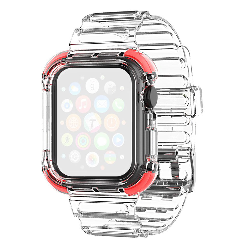 Cinturino Apple Watch Series 6 / 5 40 mm con bordo colorato in stile trasparente - Rosso