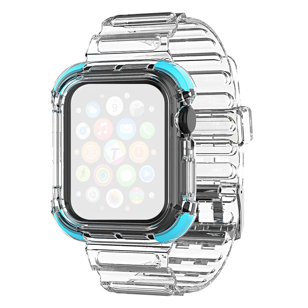 Cinturino Apple Watch Series 6 / 5 40 mm con bordo colorato in stile trasparente - Blu