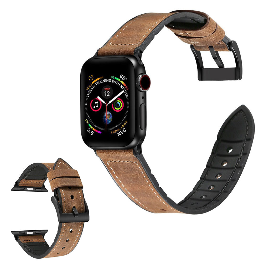 Apple Watch Series 6 / 5 40 mm in silicone + cinturino rivestito in pelle - Crazy Horse Brown