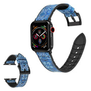 Apple Watch Series 6 / 5 40 mm in silicone + cinturino rivestito in pelle - Pattern Dark Blue