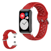 Huawei Watch Fit cinturino in silicone con foro inciso - Rosso