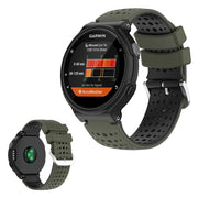 Cinturino in silicone bicolore per dispositivi Garmin Forerunner - Verde Militare / Nero