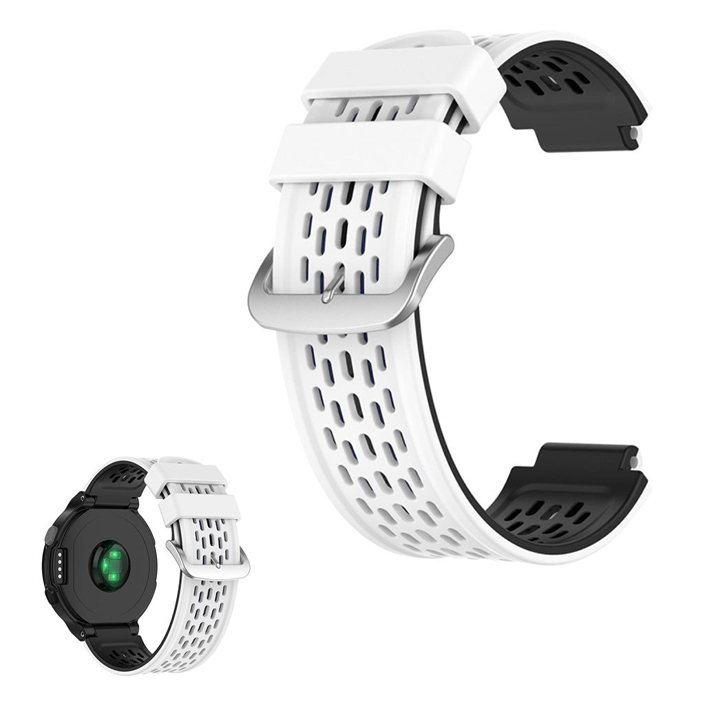 Dual color silicone watch band for Garmin devices - White / Black