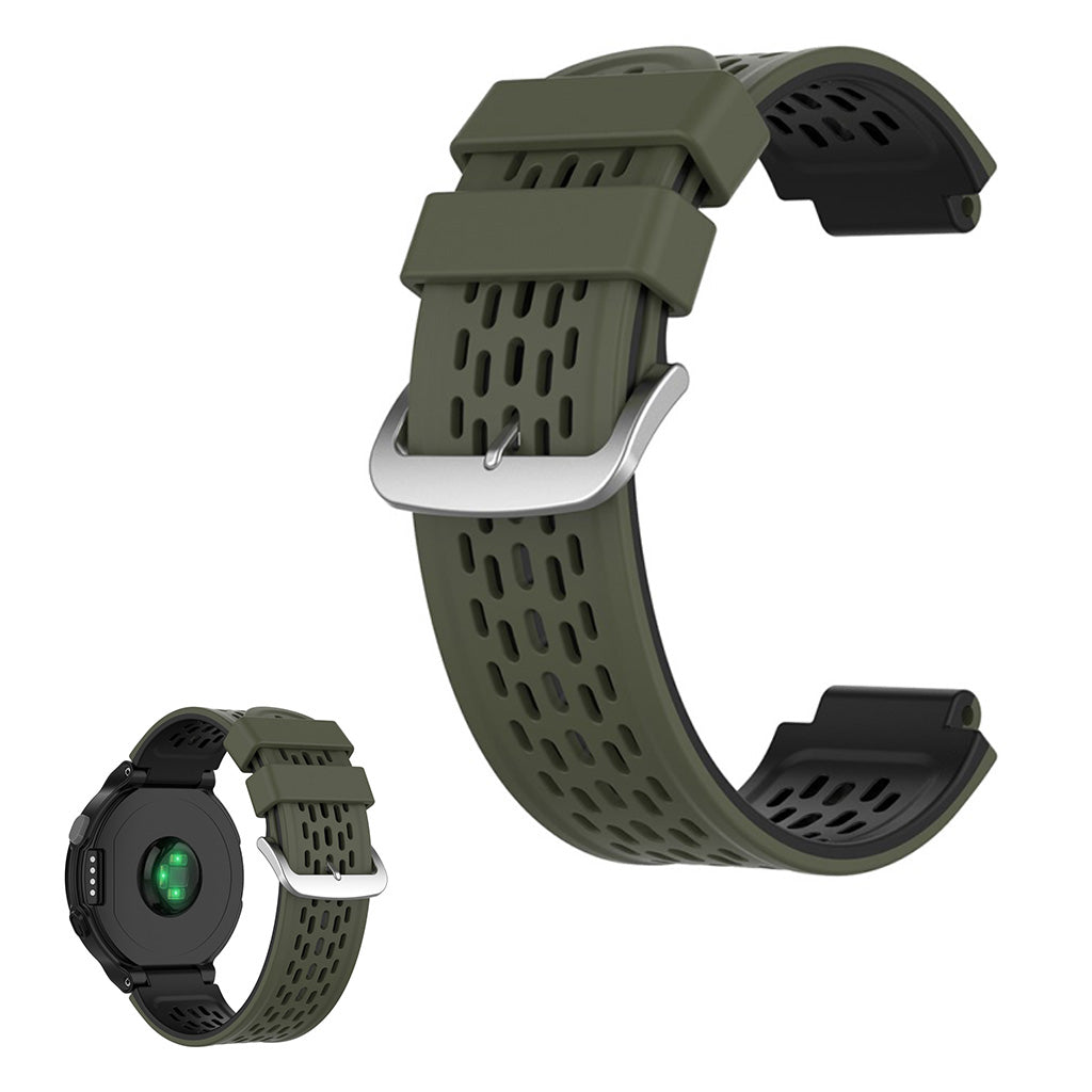 Dual color silicone watch band for Garmin devices - Army Green / Black