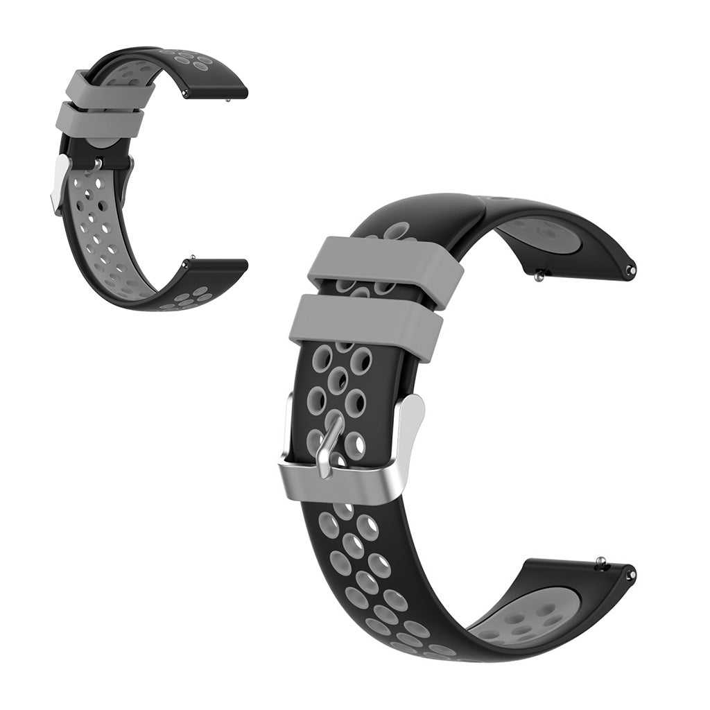 22mm Universal dual color + loop silicone watch strap  - Black / Grey
