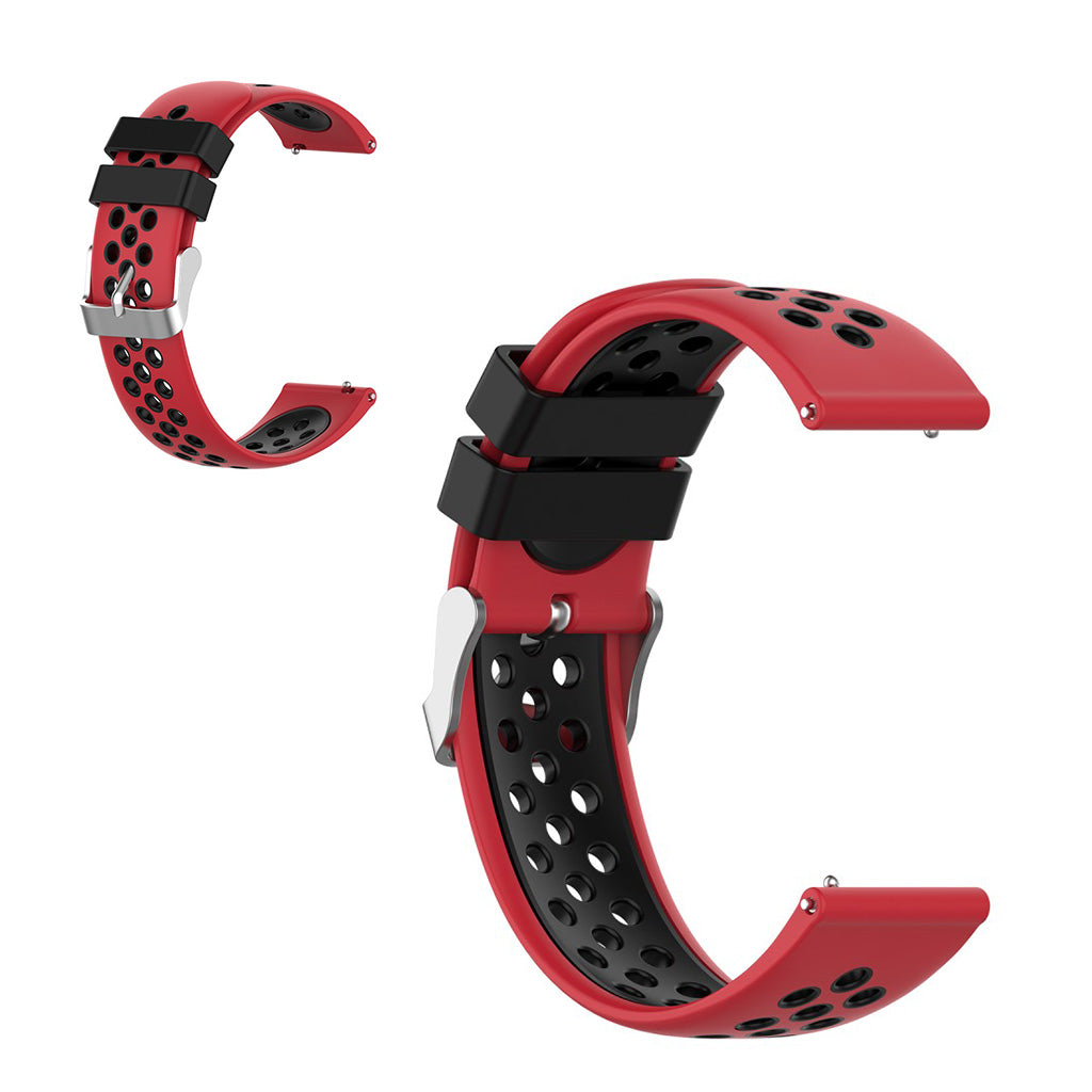 22mm Universal dual color + loop silicone watch strap - Red / Black