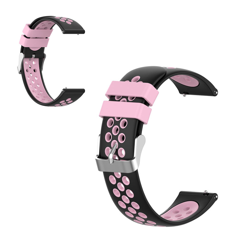 22mm Universal dual color + loop silicone watch strap - Pink / Black